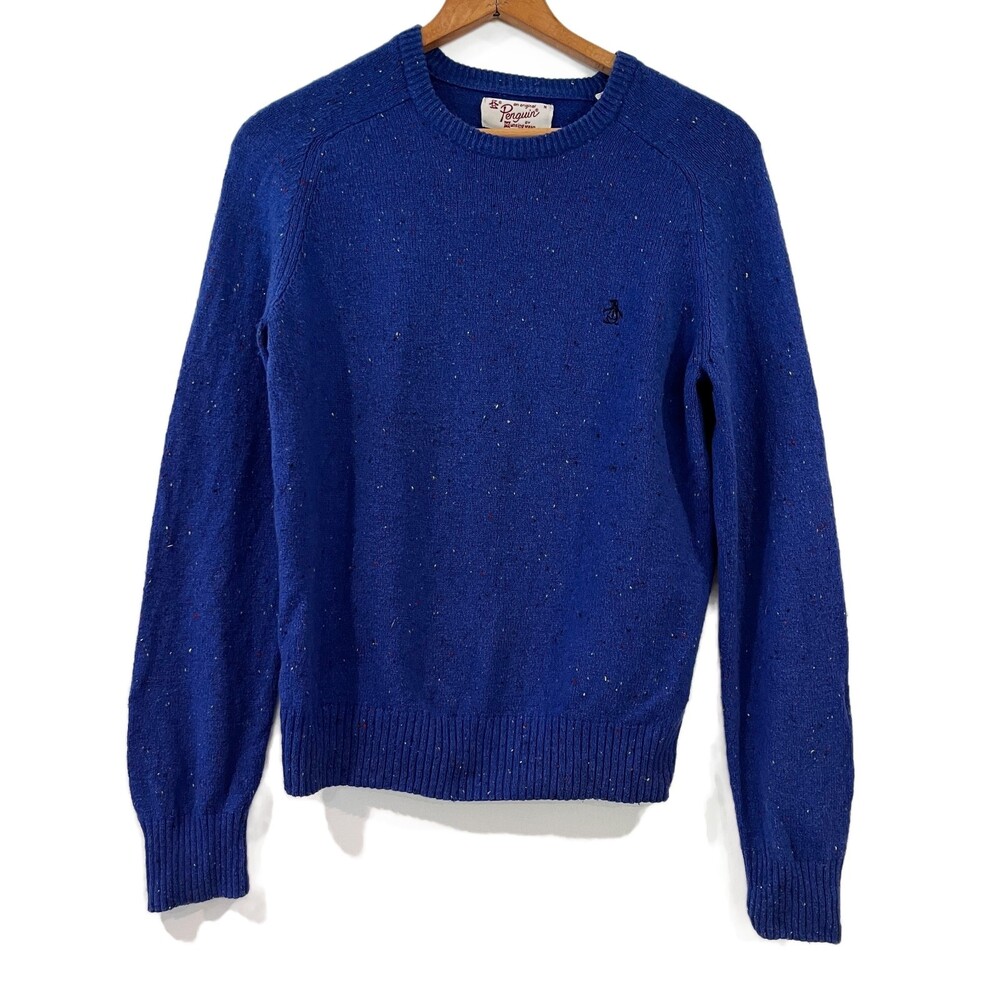 Original Penguin by Munsingwear Blue Flecked Pullover Crewneck Sweater Medium